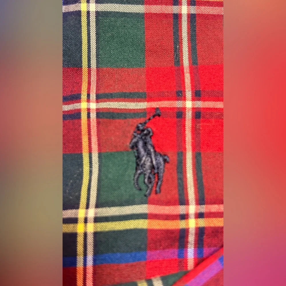 Ralph Lauren Boys  Shirt 4T Red Green Plaid Button Down Tartan